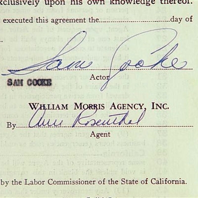 Sam Cooke Autographed Management Contract - 2 Pages - Matted