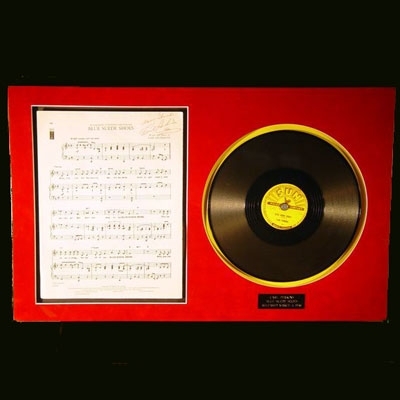 Carl Perkins Autographed Sheet Music and 78 RPM Record - Matted - 